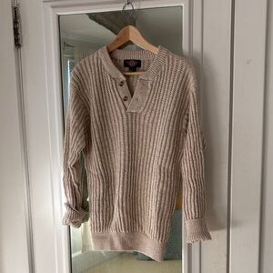 Vintage American Outpost Tan Cotton Knit Pullover Fisherman Sweater
